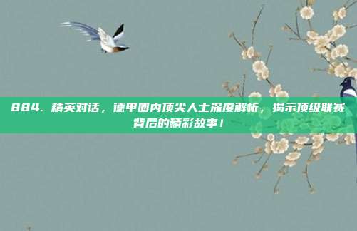 884. 精英对话，德甲圈内顶尖人士深度解析，揭示顶级联赛背后的精彩故事！